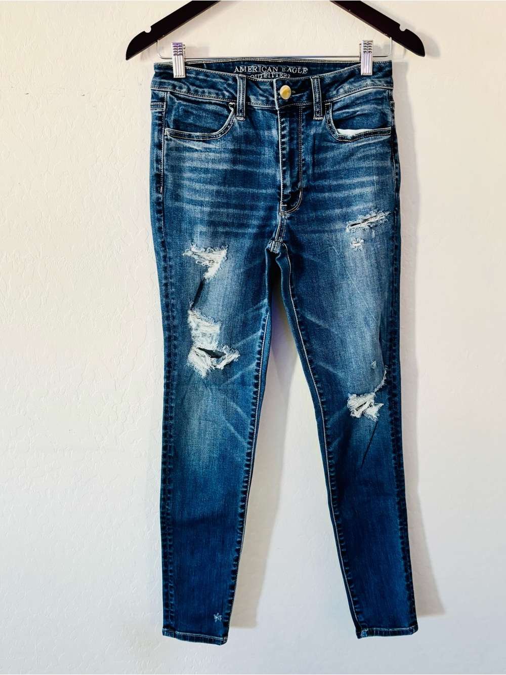 American Eagle Hi-Rise Jegging Jeans Women’s 6 Distressed Super Stretch Skinny